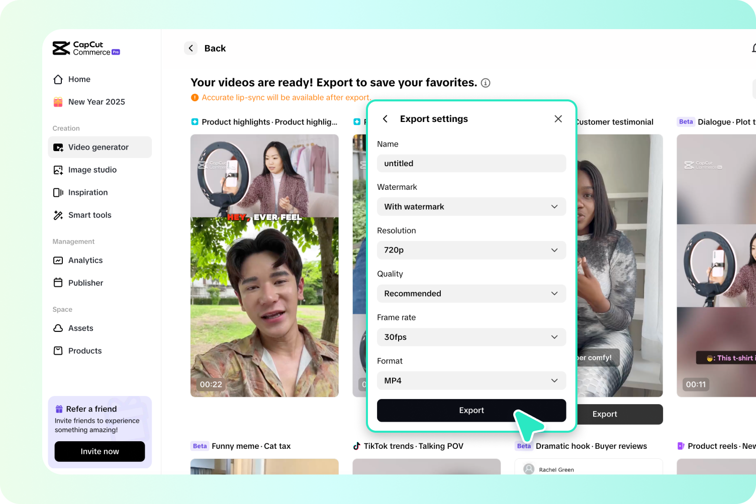 Exportujte nebo sdílejte své reklamy